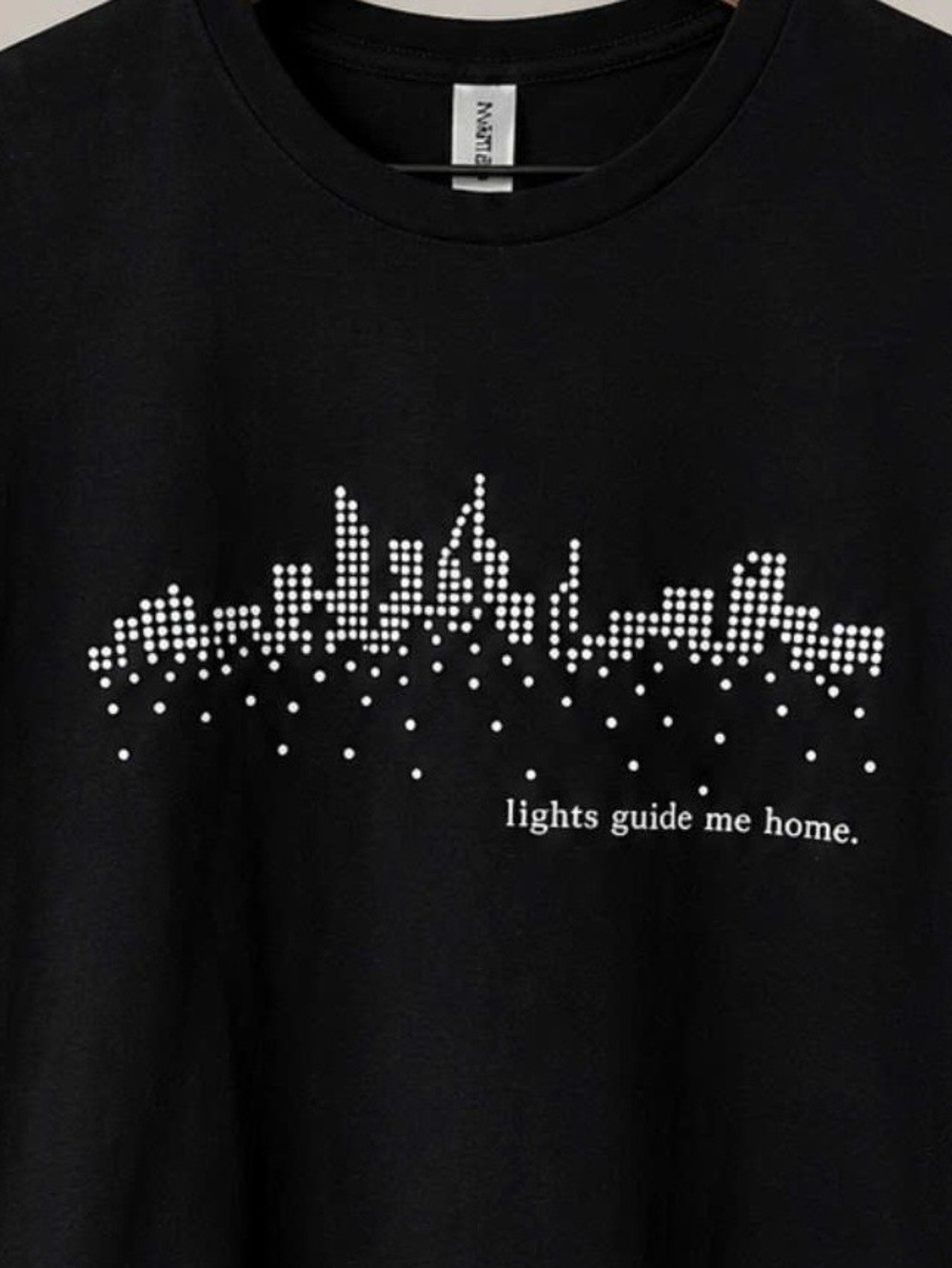 Gildan Black Tee with White City Skyline Graphic | Unisex Shirt - Picture 2 of 2